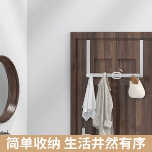 静音无痕卧室衣服收纳置物架 不锈钢免打孔门后挂钩5cm厚门超长款