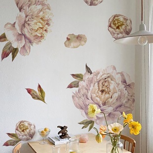 花路水彩大号花卉自粘贴纸卧室客厅背景墙改造遮丑装饰墙贴画
