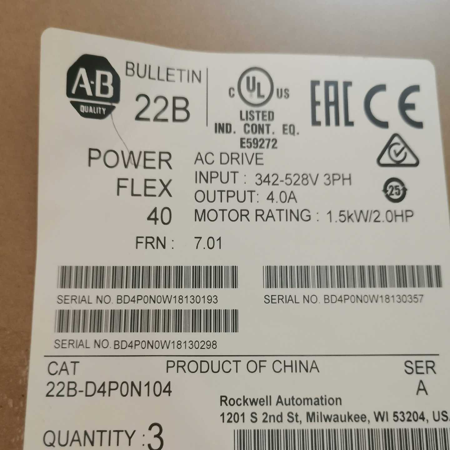 议价议价AB变频器  22B-D4P0N104-议价议价