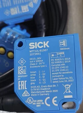 议价WTT12L-B1567西克SICK激光距离感测器订货号： 1072651全新现