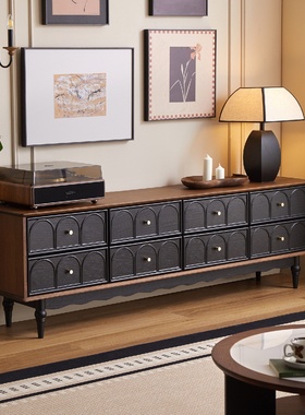 纯木优家丨法式实木电视机柜落地小户型客厅电器柜复古美式电视柜