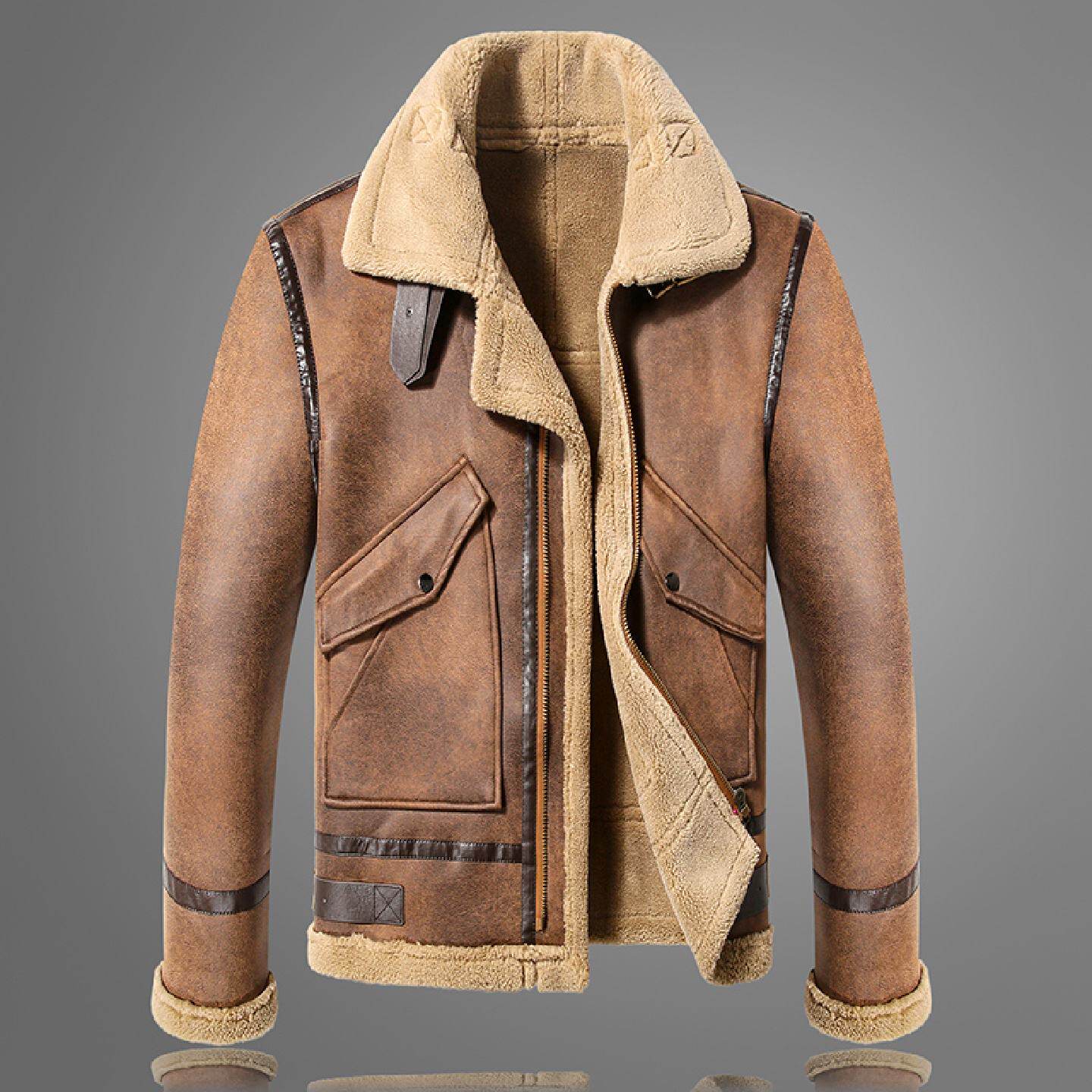 加厚羊羔毛棉衣男装秋冬季短款潮牌麂皮夹克皮毛一体大码休闲外套