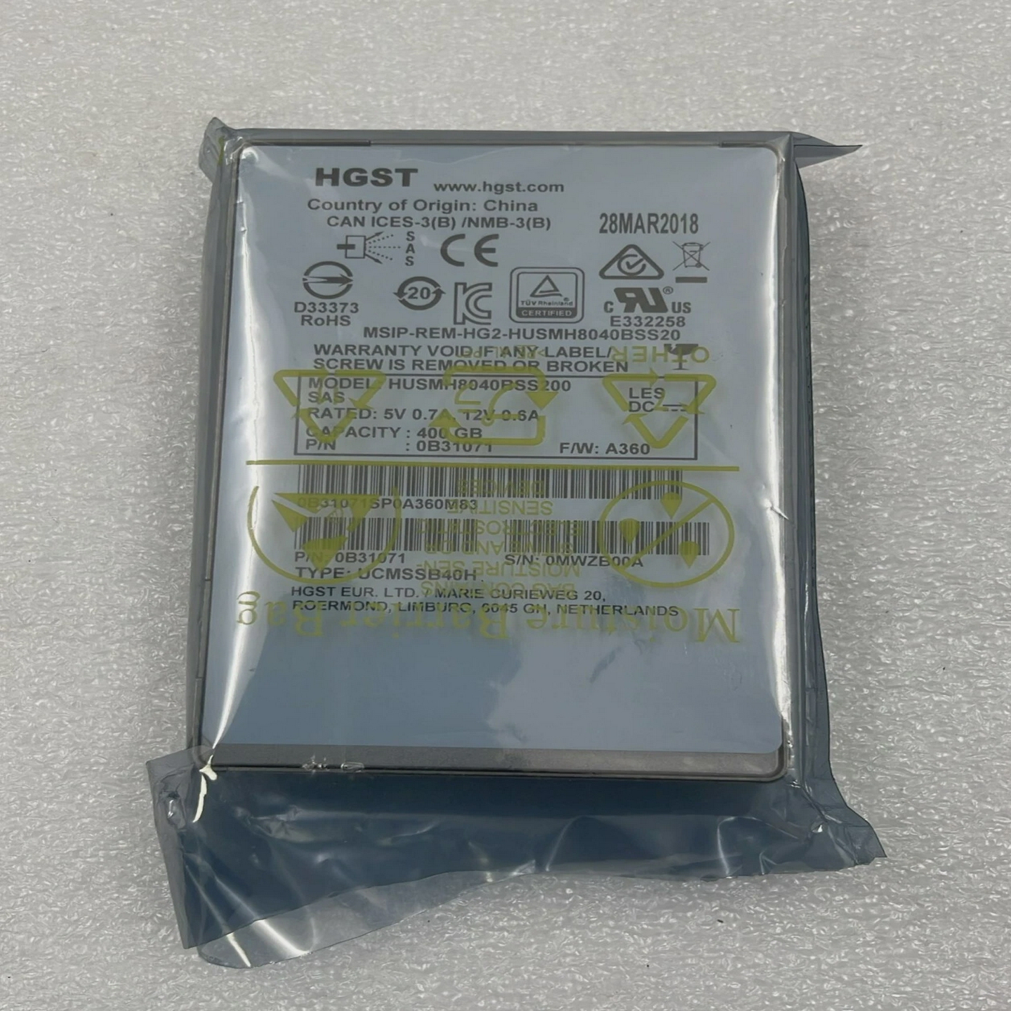 HGSTHUSMH8040BSS200400GBSASSSD2.5''12Gbps0B31071