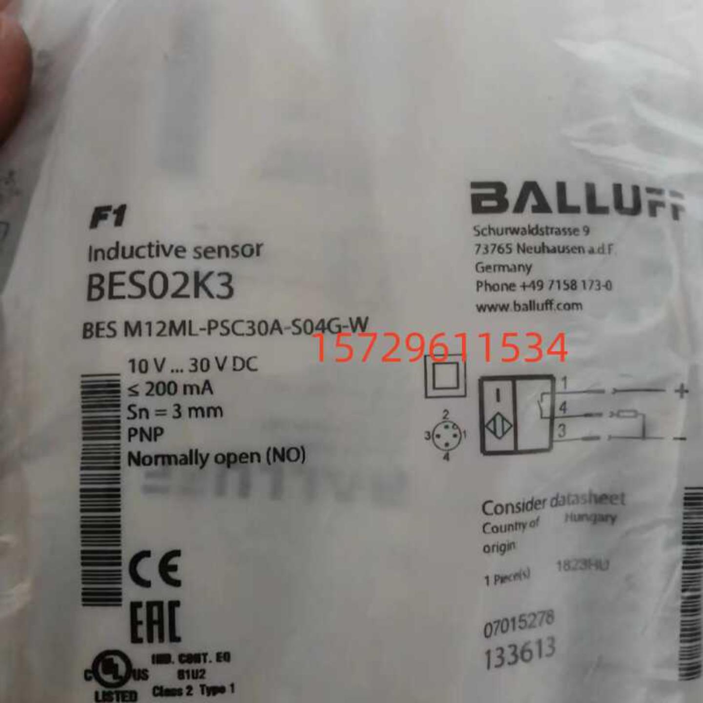 进口巴鲁夫BES02K3衰减系数1传感器BES M12ML-PSC30A-S04G-W 现货