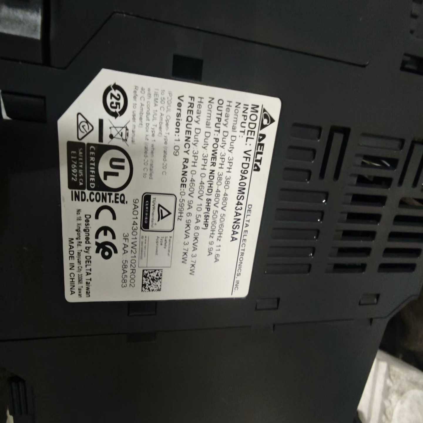 咨询-台达MS300变频器，VFD9A0MS43ANSAA，3.7