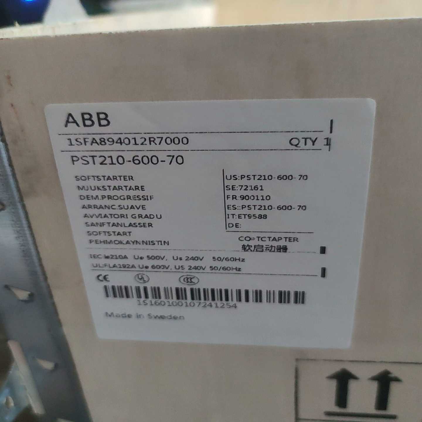 咨询-ABB软启动器PST210-600-70110KW