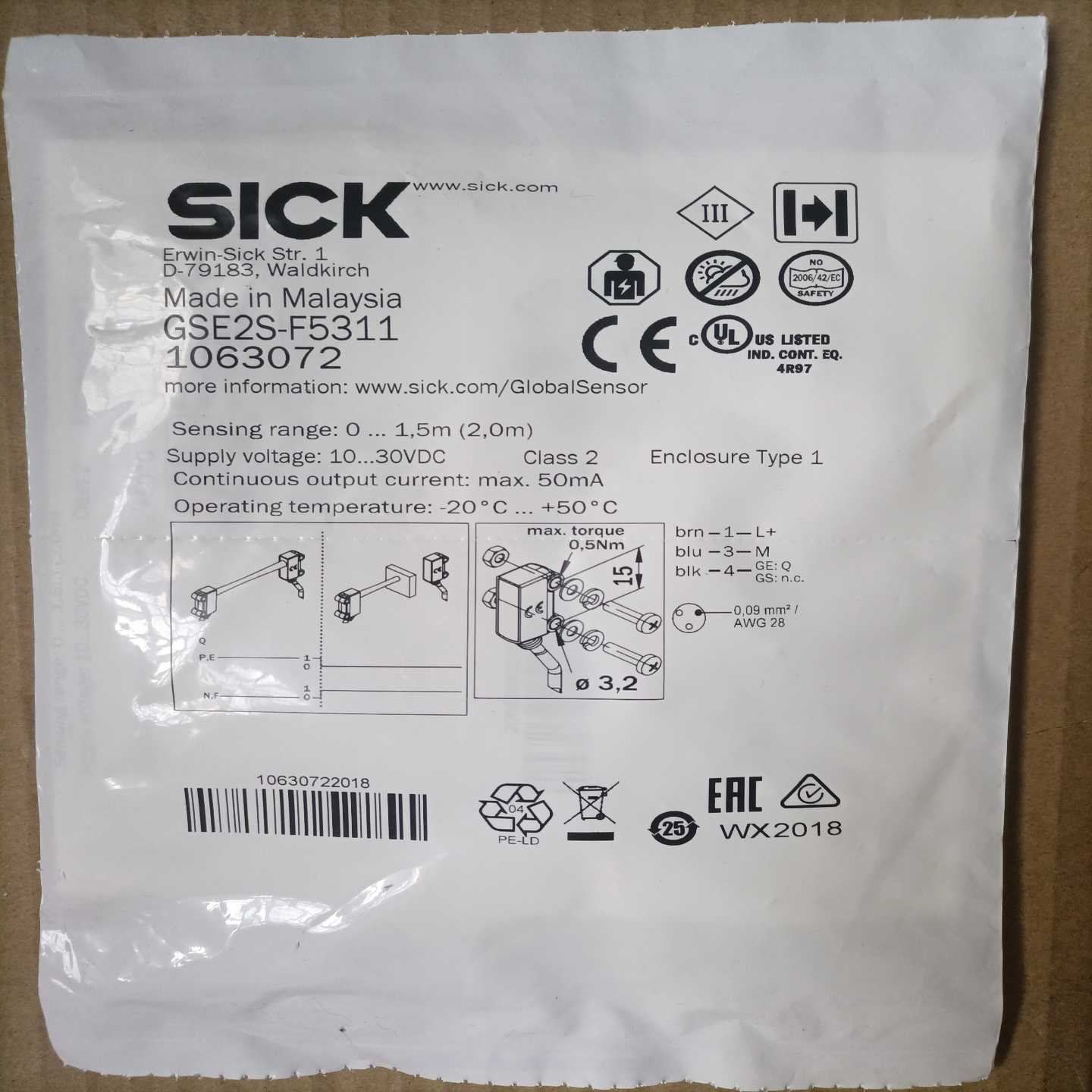 进口SICK/施克对射传感器GSE2S-F5311和GS2S--议价商品