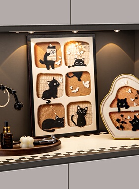 中古风小众装饰画入户玄关钥匙收纳摆件家居客厅电视柜桌面置物架