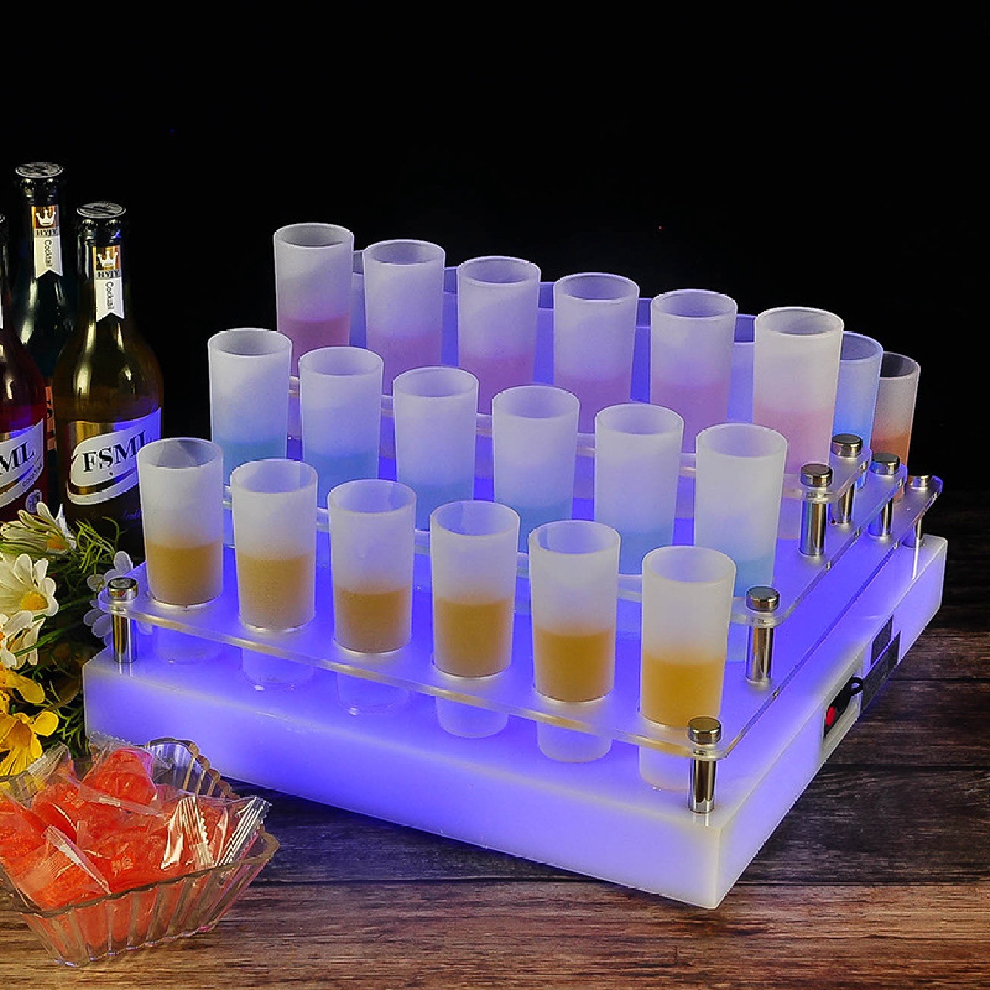 骏捷夜店KTV酒吧装饰用品发光鸡尾酒杯架30杯酒架酒杯带磨砂杯子