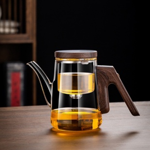 一键过滤冲茶器 顶壶耐热磁吸飘逸杯全玻璃内胆茶水分离泡茶壶套装