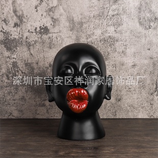 饰品 极简轻奢大黑妞非洲人脸摆件家居客厅电视柜摆设创意桌面软装