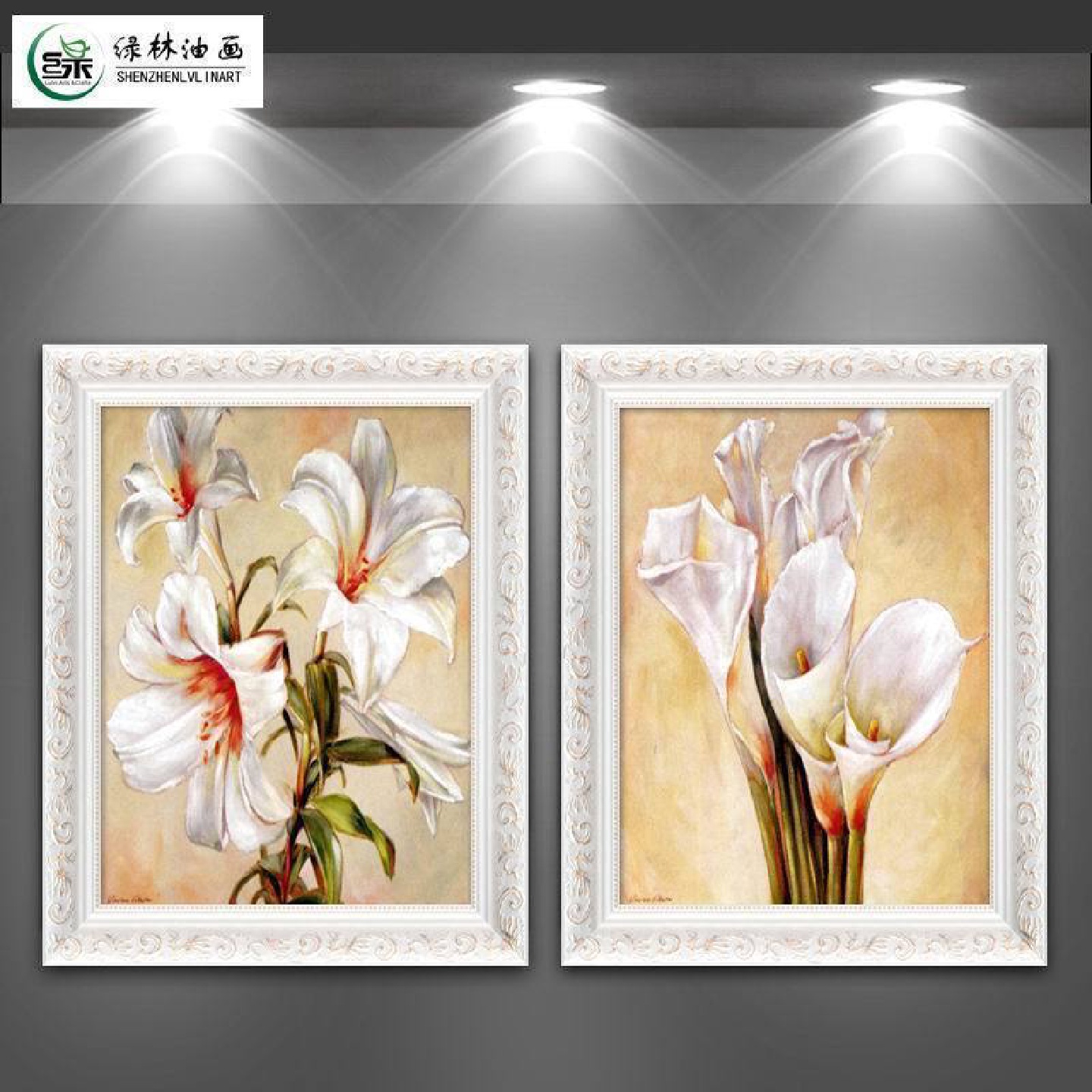 简欧餐厅装饰画卧室床头花卉植物油画酒店玄关走道挂画咖啡厅壁画图片