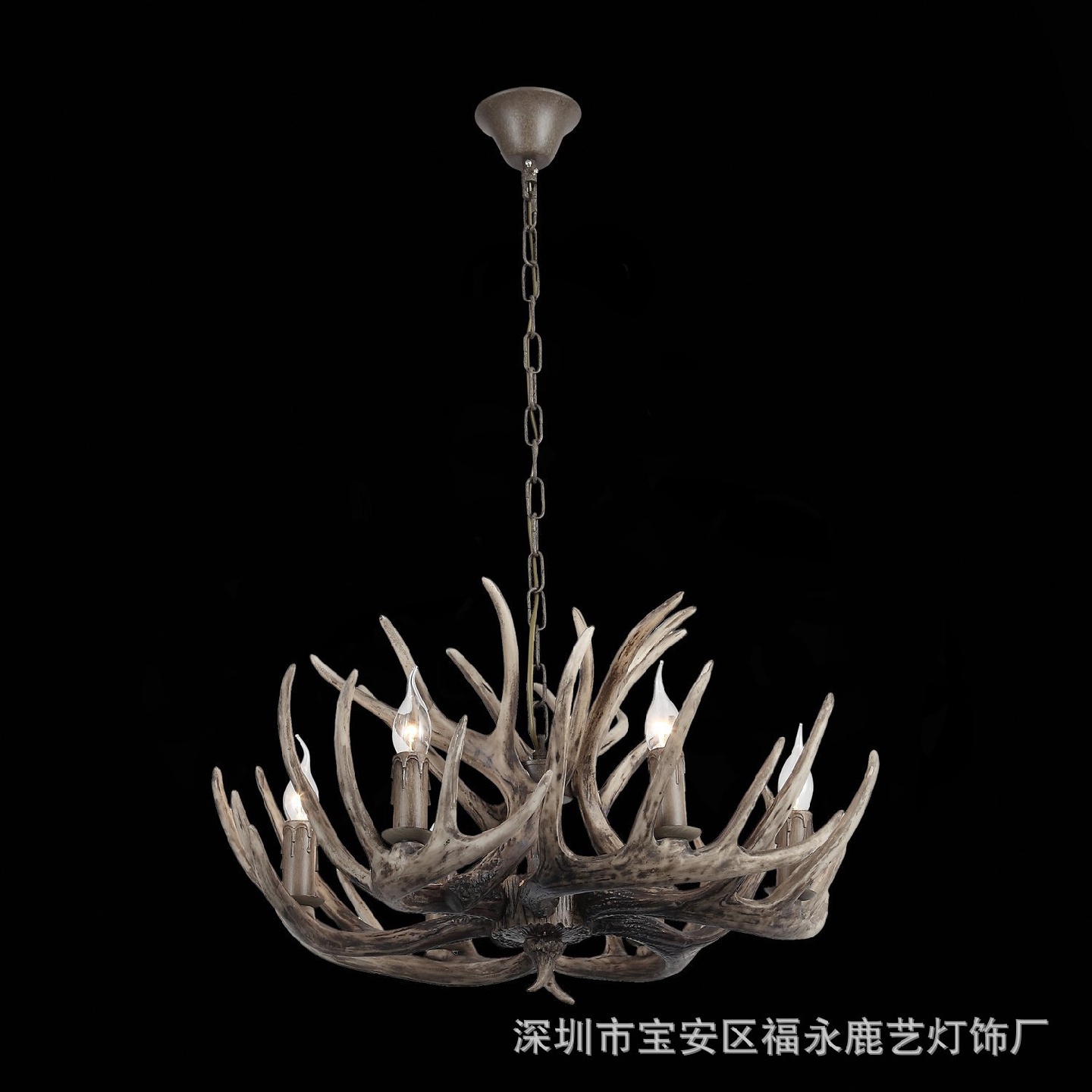 鹿角吊灯美式复古田园工业风吊灯客厅餐厅卧室书房吊灯北欧创意吊