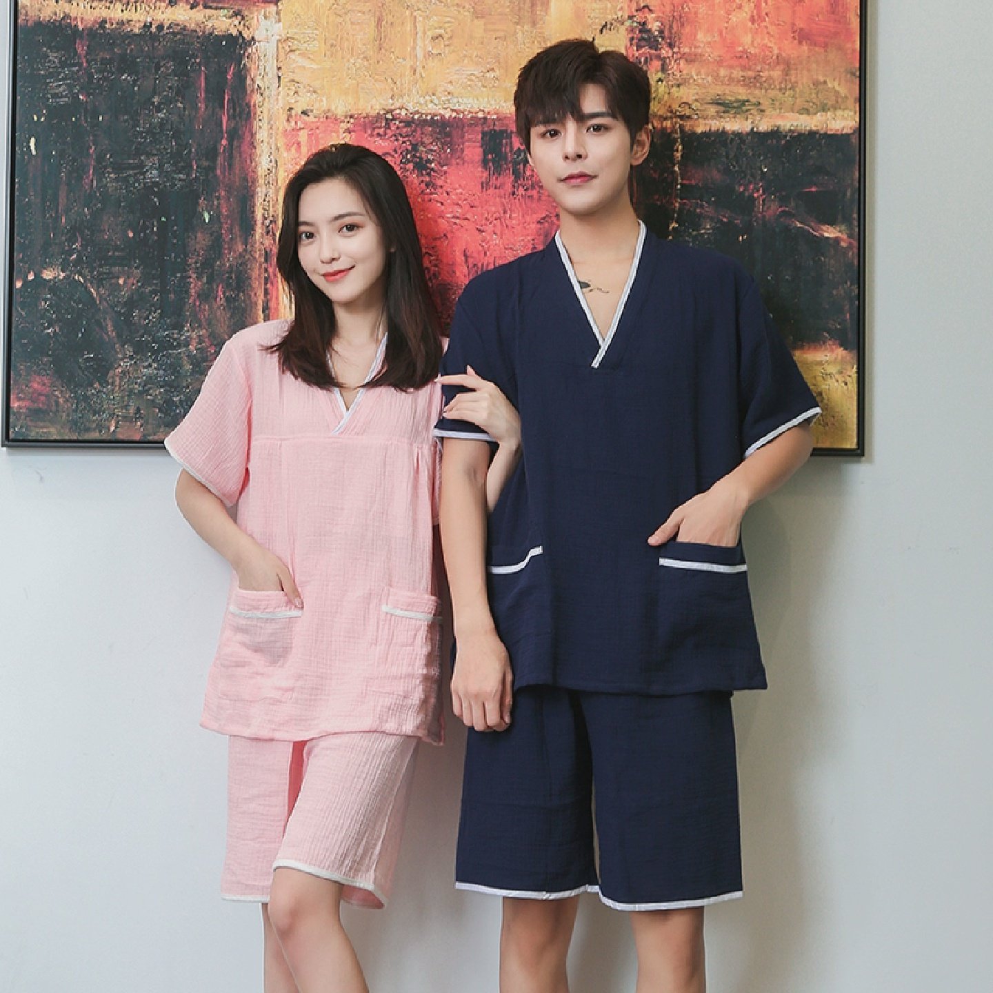 汗蒸服女款纯棉情侣装桑拿服大码加肥高档汉蒸服浴服足疗桑拿家居