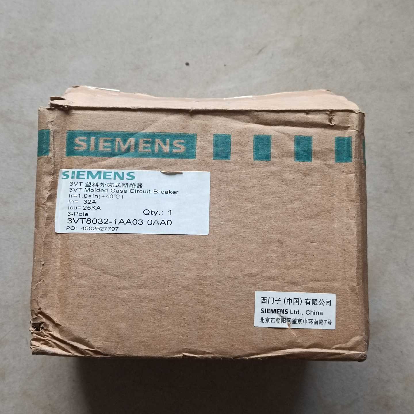 【议价】塑壳断路器3VT8032-1AA03-0AA0实物适用