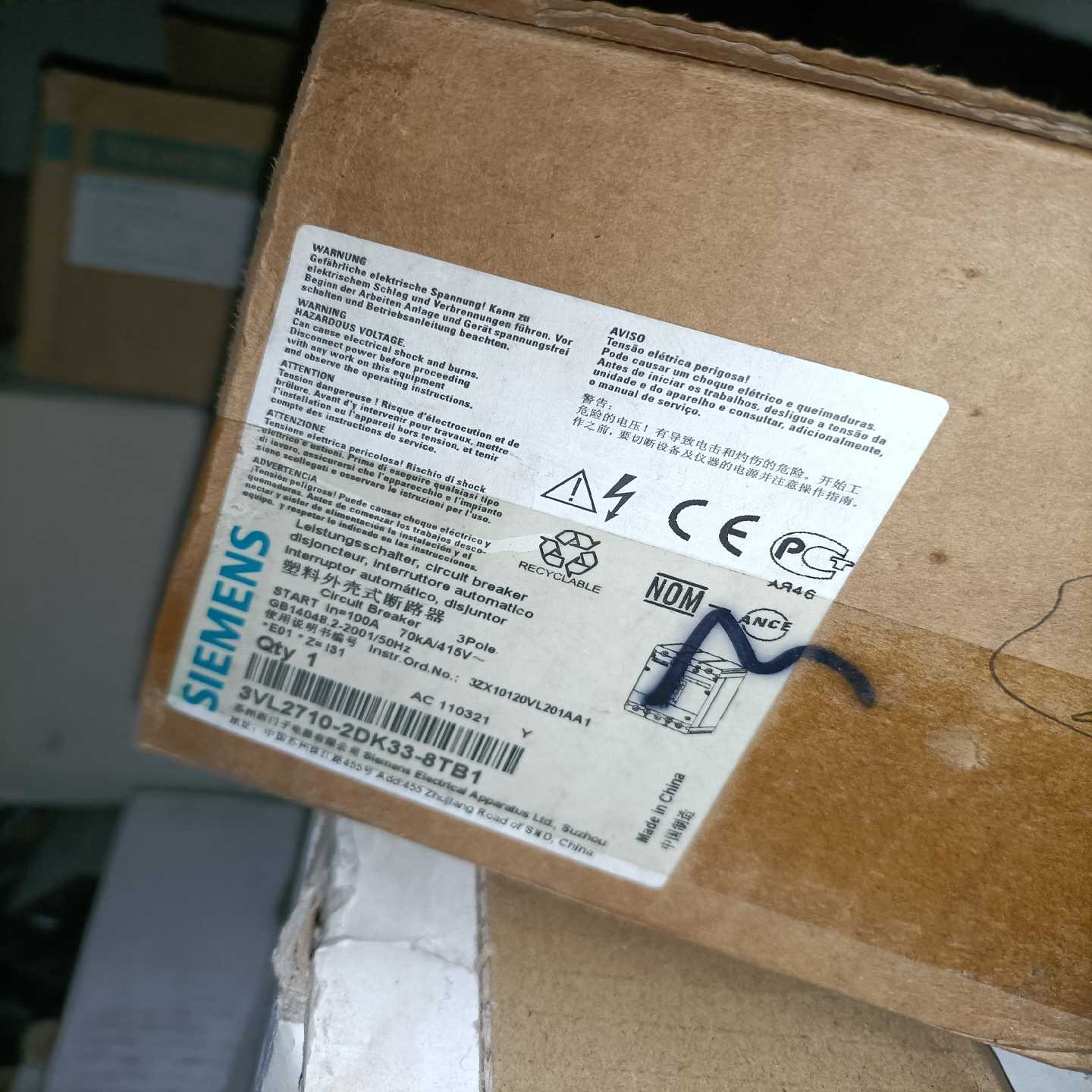 塑壳断路器3VL2710-2DK33-8TB1询价