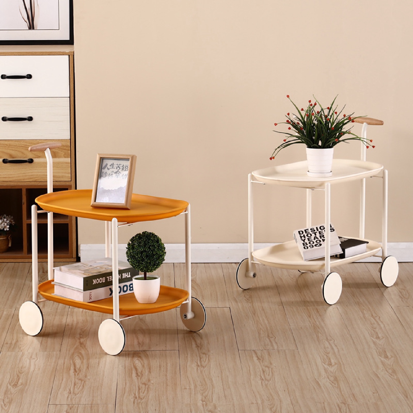 客厅沙发边几可移动落地多层储物收纳整理架家用月球小推车置物架