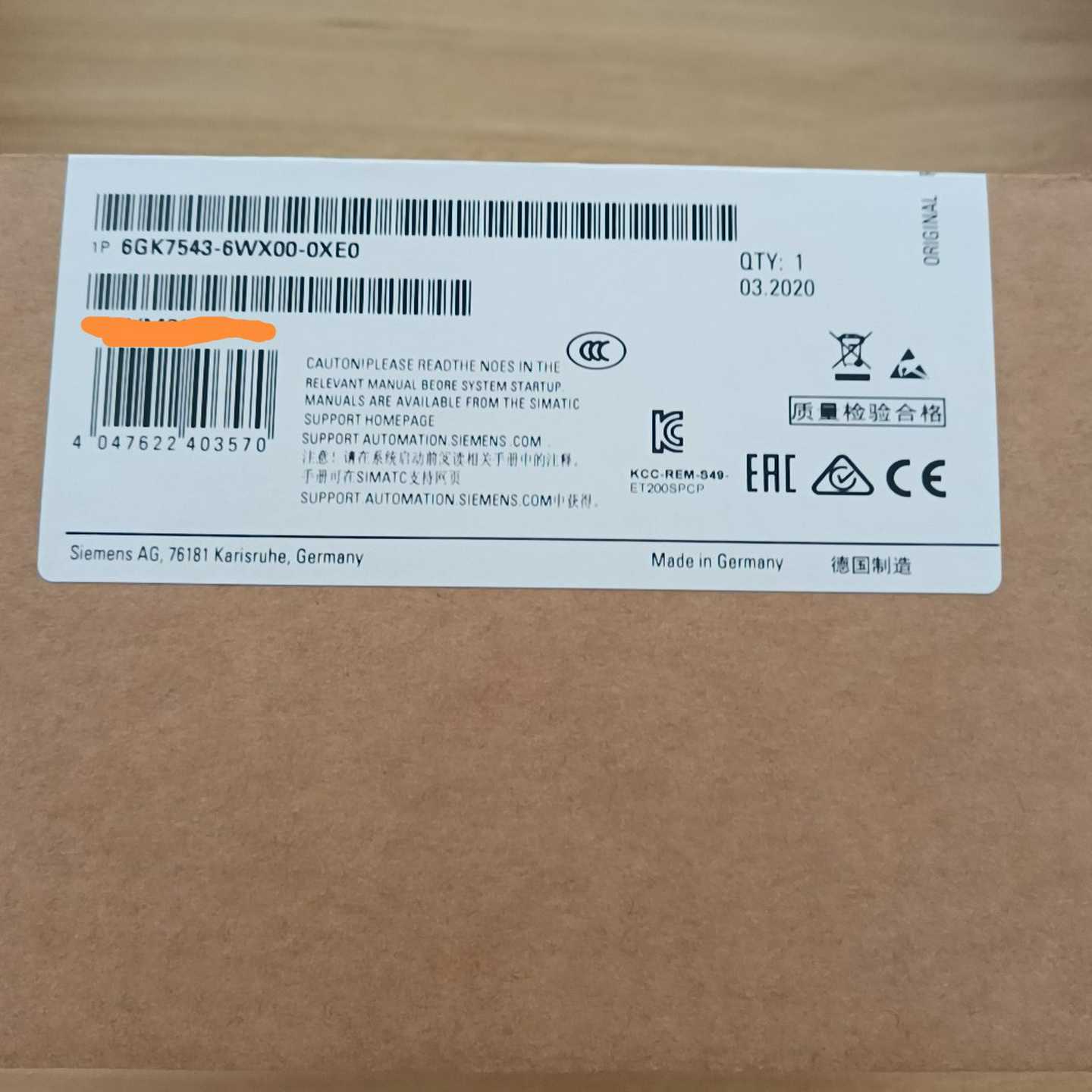 6GK7543-6WX00-0XE0未拆封询价