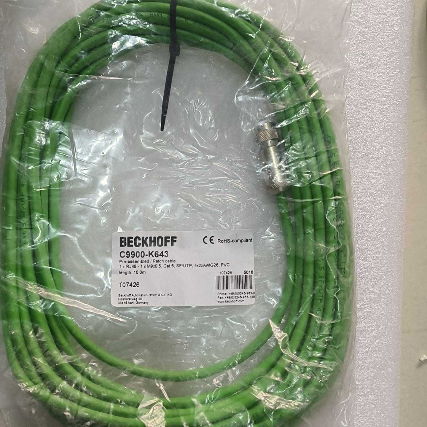 【议价】倍福伺服连接线BECKHOFF，C9900-K643，就适用