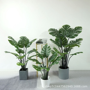 饰摆件现货 仿真龟背叶绿植盆栽北欧简约假植物居家室内落地造景装