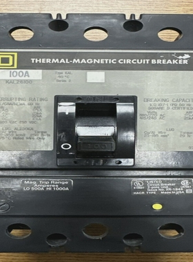 SQUAREDKAL261002P100A600VAC250VDCCIRCUITBREAKER**US