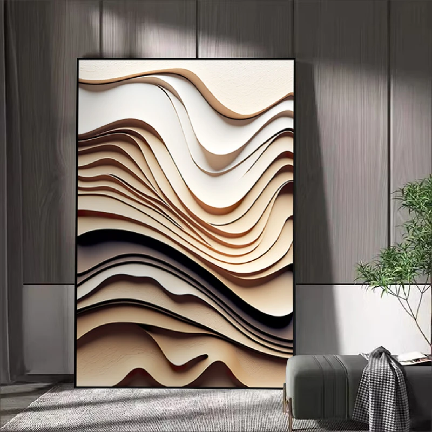 S2600李现代晶瓷印刷装饰画玄关客厅沙发背景墙挂画线条80120