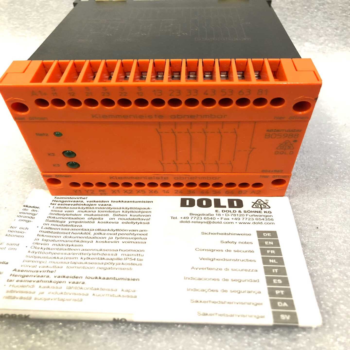 (工仔机械）DOLD 多德安全继电器BO5988.61 货号004496
