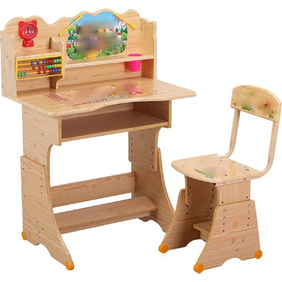 儿童学习桌椅可升降写字桌实木松木儿童写字台小学生课桌椅套装