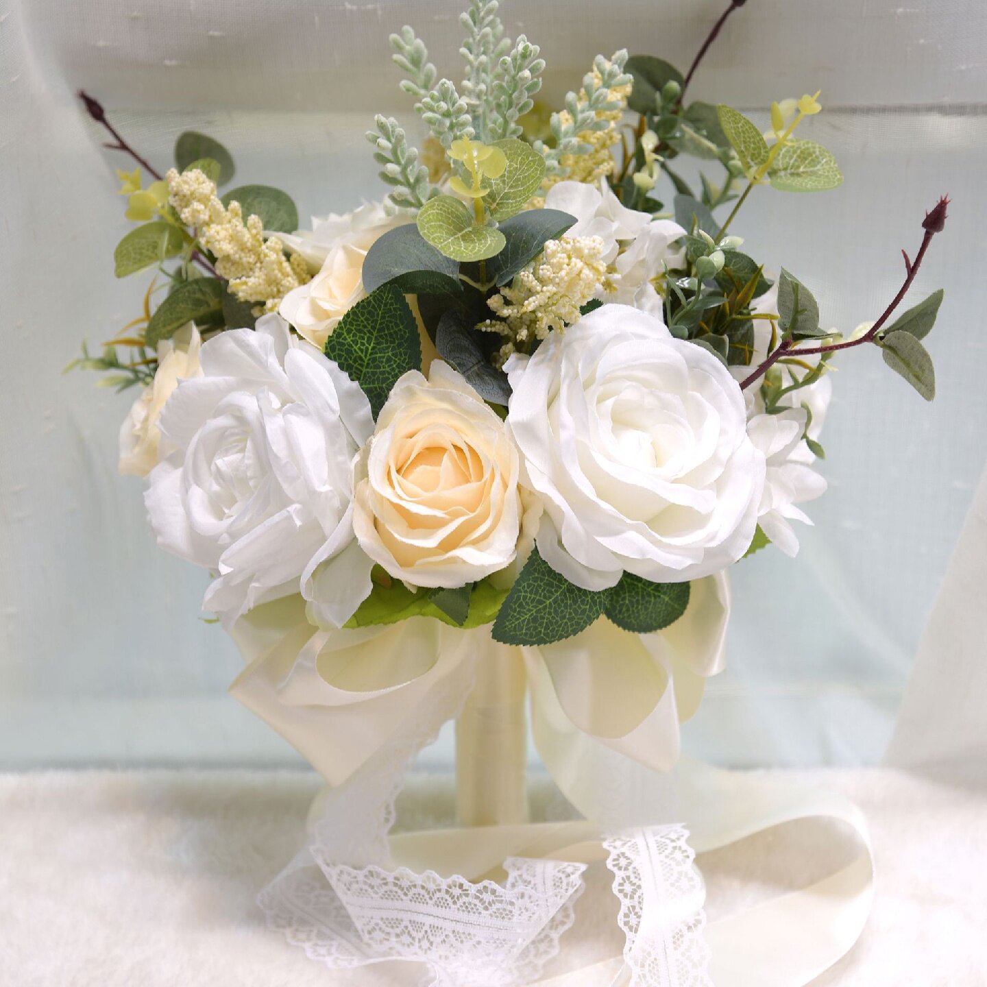 永恒天使946韩式仿真绣球玫瑰手捧花新娘花束影楼拍摄写真道具