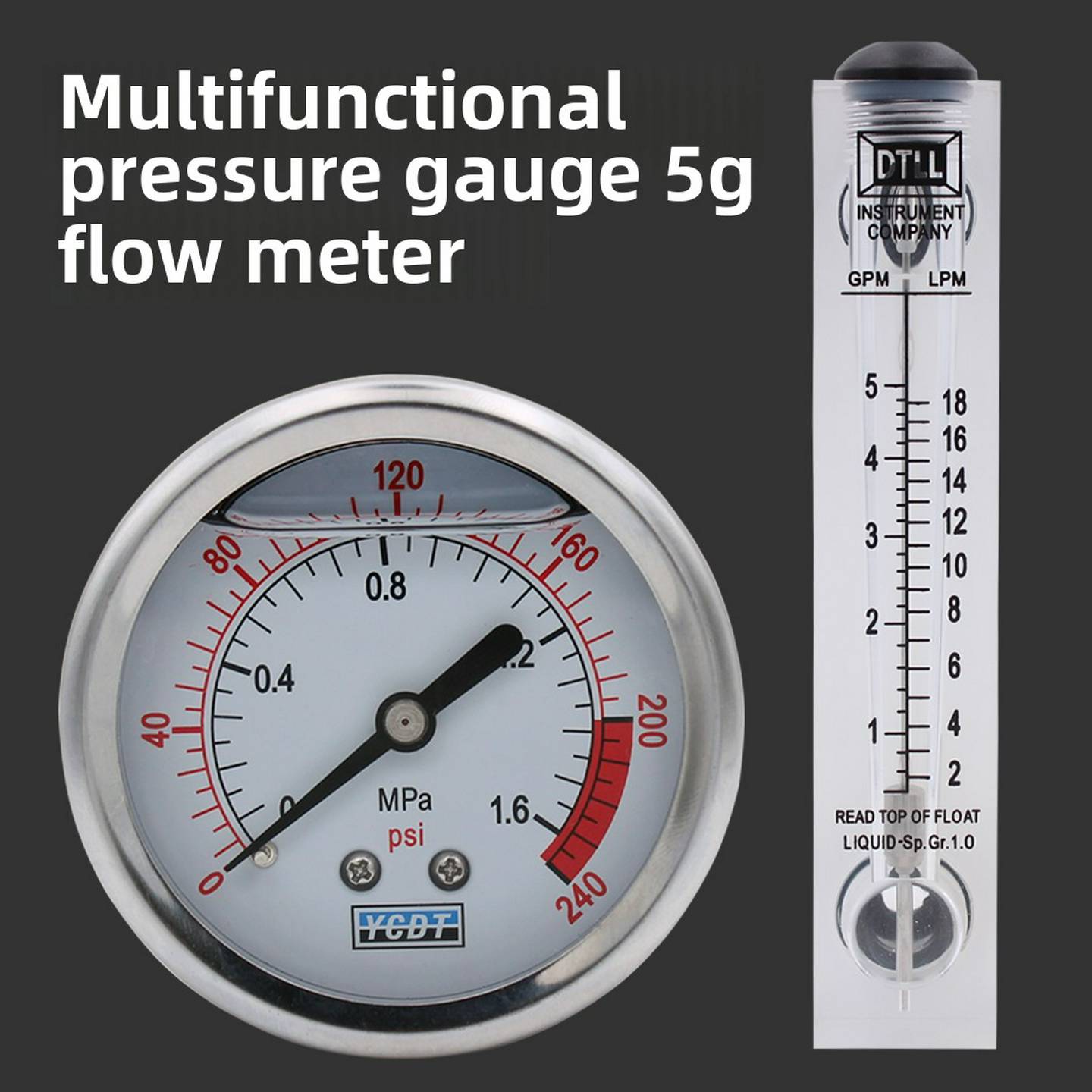 压力表家用净水器水压流量计自来水压测量表4分2分管测水压表通用