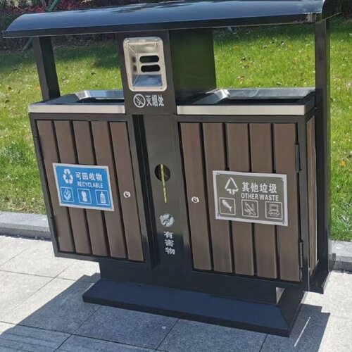 户外垃圾桶不锈钢大号钢木果皮箱室外街道环卫分类垃圾箱景区公园