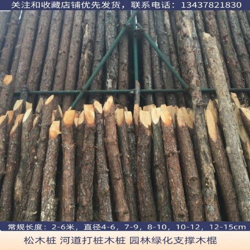 绿化苗木支撑杆落叶松圆木打桩杉木原木桩户外河道驳岸松木实木桩