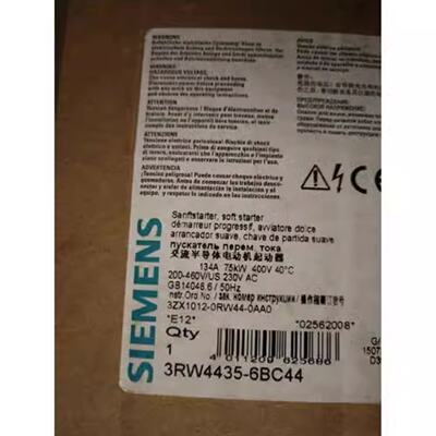 议价3RW44356BC44西门子SIRIUS软起动器400V134A75kW 3RW4435-6BC