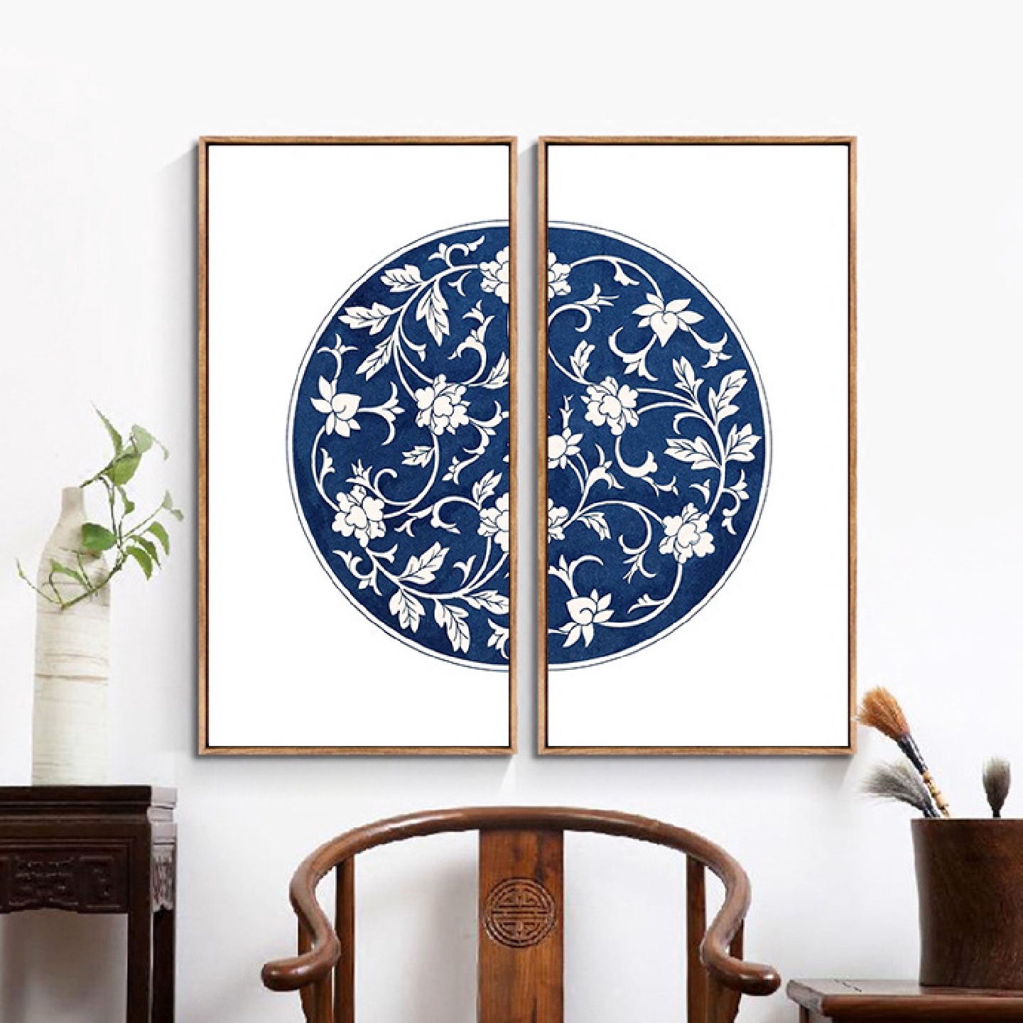新中式装饰画禅意玄关书房壁画软装酒店茶楼中式挂画样板房青花瓷图片