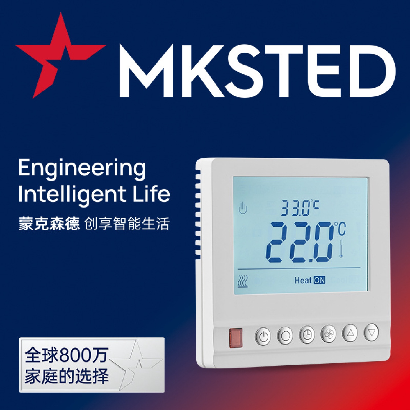 蒙克森德中央空调RS485协议专用温控器带温控探头末端控制温控器