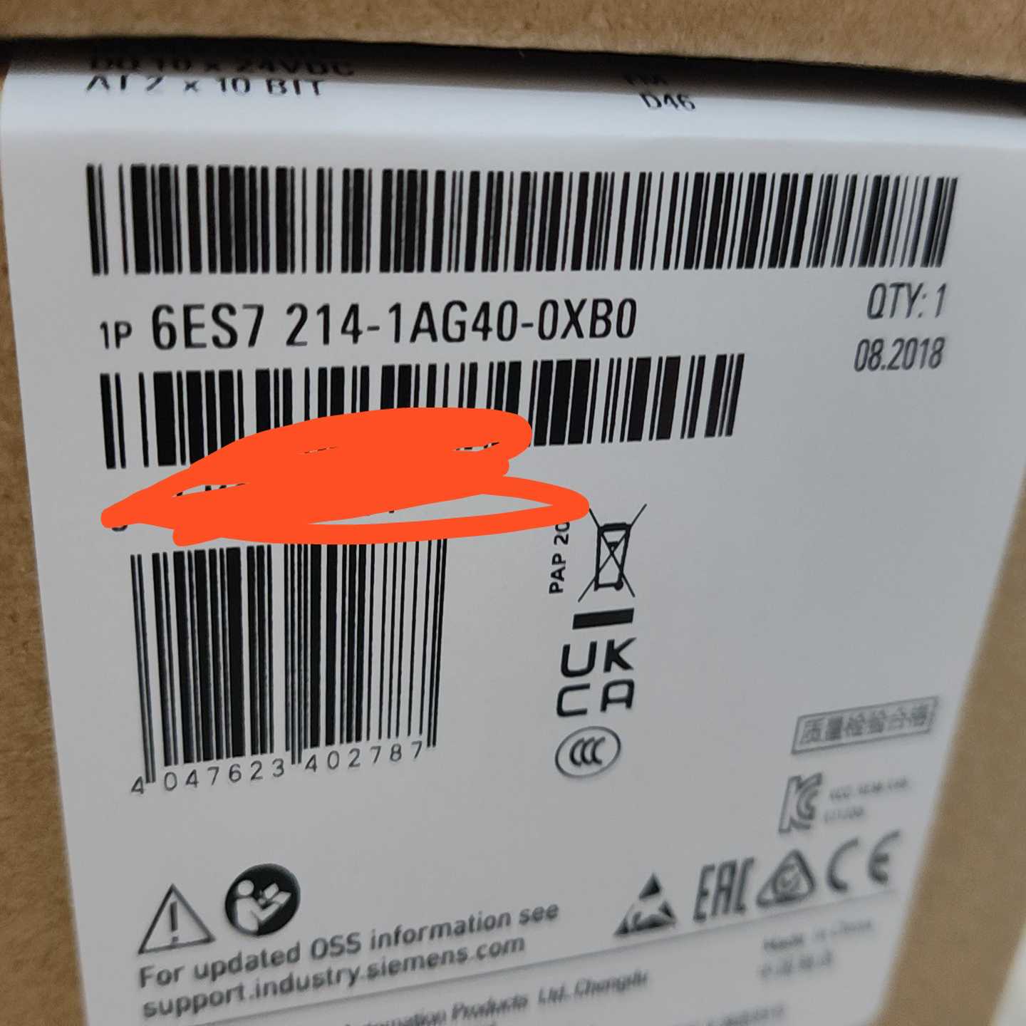 西门子6ES7214-1AG40-0XB0全新原装，20--议价商品