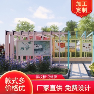 广告栏厂家直供定制 标识标牌学校户外文化长廊不锈钢管宣传栏立式