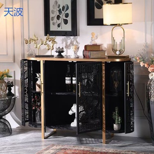 柜简约对 bky北欧复古餐边柜赛博铁艺风客厅斗柜轻奢玄关柜酒柜鞋