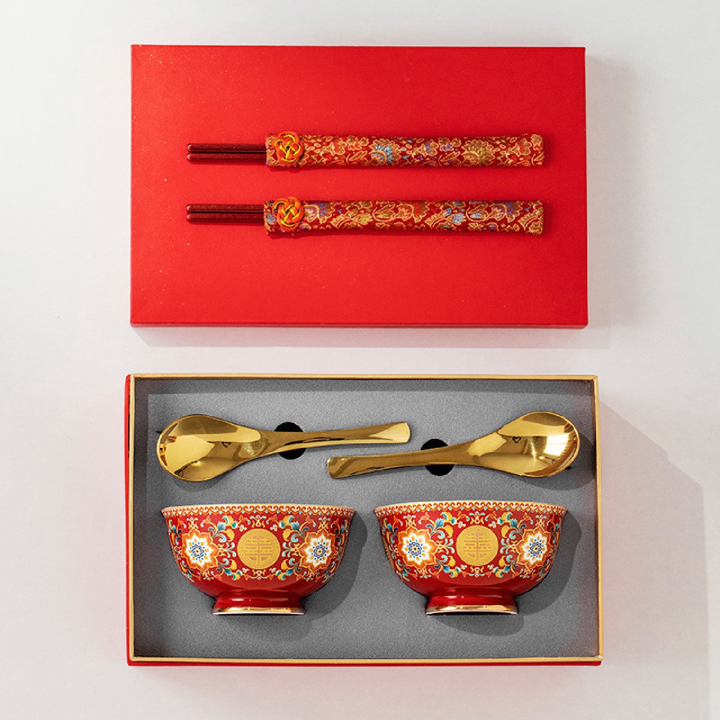 结婚喜碗对碗陪嫁碗筷套装送新人闺蜜实用高档陶瓷婚庆碗新婚礼物