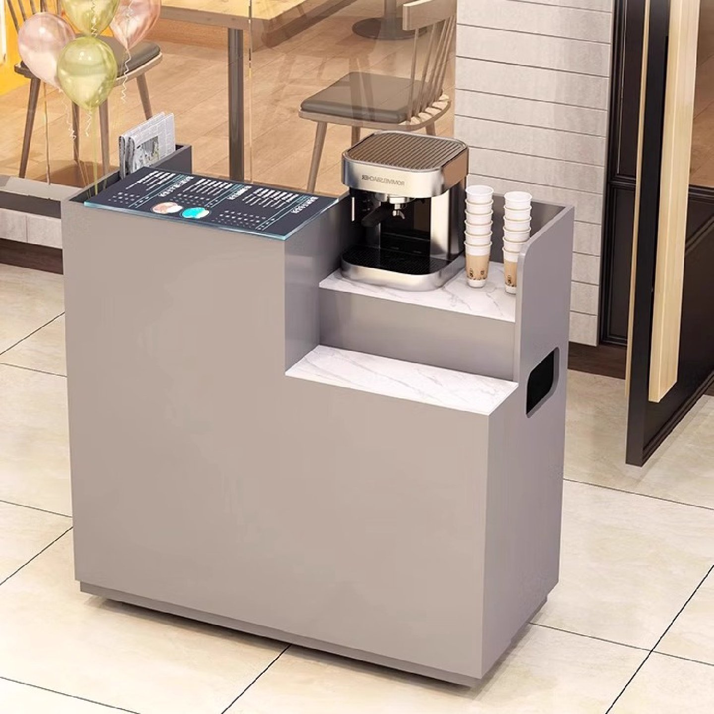 商场迎宾台实木接待台简约餐饮烧烤店咨询台餐厅迎宾可移动收银台