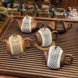 茶壶保护套网兜防磕碰杯套茶具护壶带茶杯固定带户外旅游防摔绑带