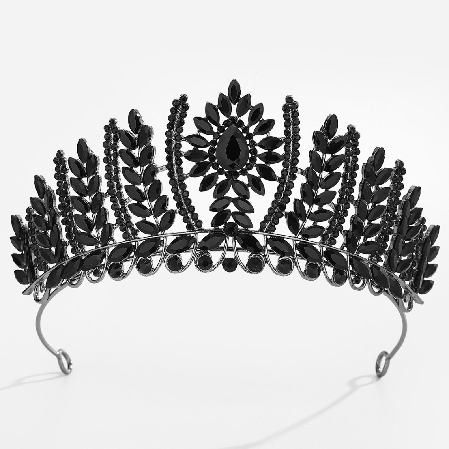 新款黑色皇冠合金皇冠高级感水钻皇冠头饰时尚公主生日王冠头饰