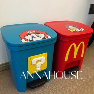 饰摆件家用厨房卧室高颜值 麦当劳垃圾桶客厅脚踏马里奥可爱创意装
