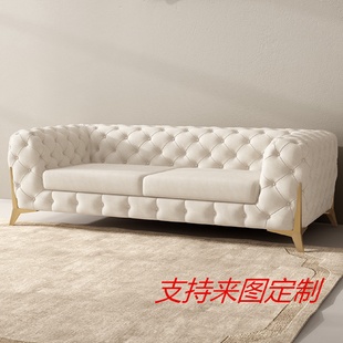 設計網紅科技布皮質沙發別墅高端客廳大戶型簡約三人雙人沙發 美式