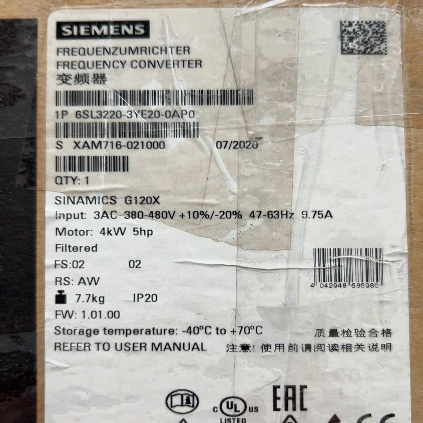 议价全新变频器620-20-适用