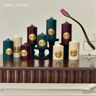 斯堪的纳维亚覆古浮雕肖像圆柱香氛蜡烛小众高端礼品烛台家庭桌面