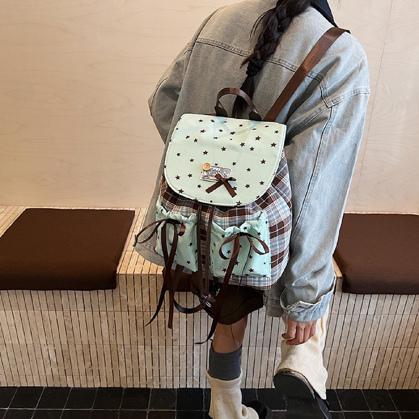 休闲时尚千禧风大容量双肩包女2025新款韩系上课包上班通勤双肩包