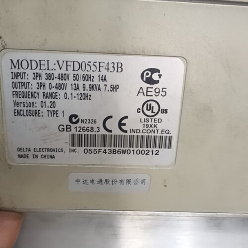 询价-实价台达变频器VFD055F43B5.5kw功能