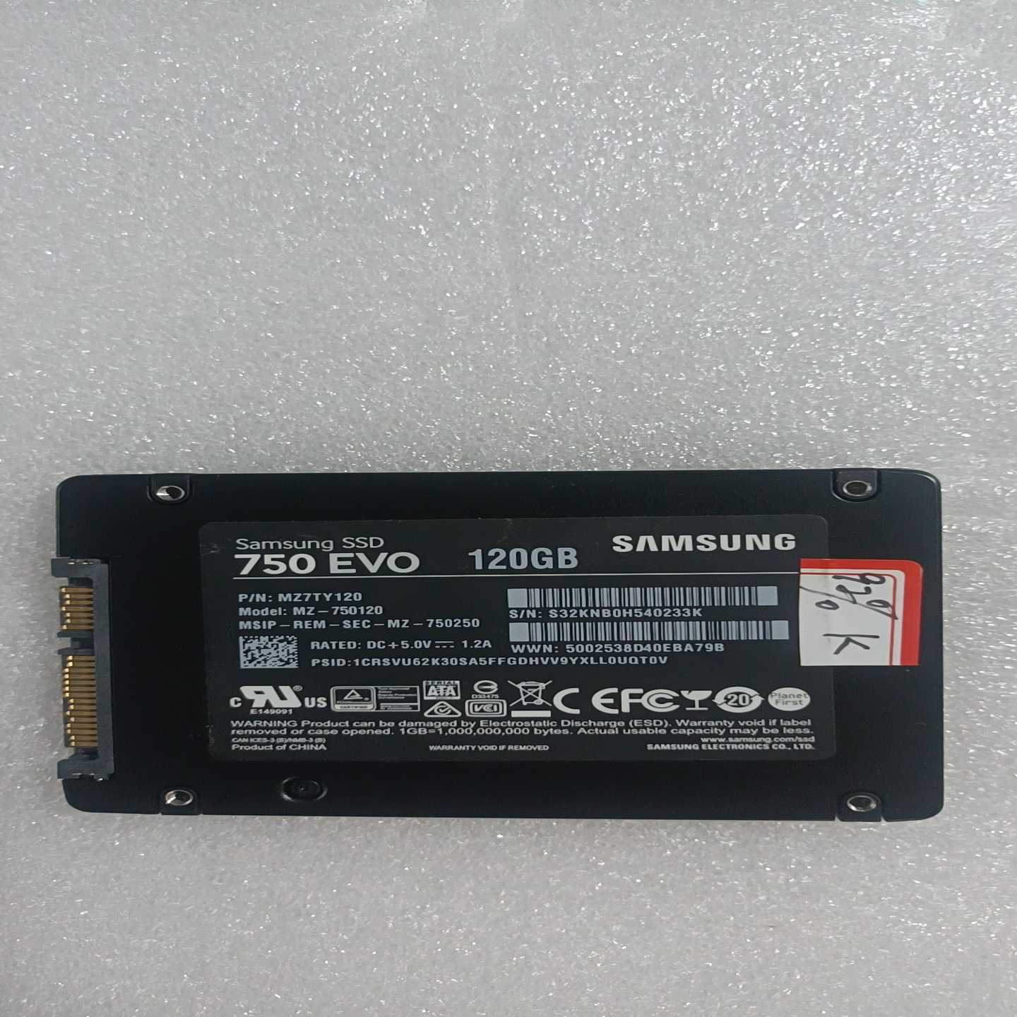 三星750EVO120GB固态硬盘健康度92%--议价商品