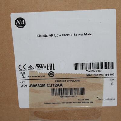Allen Bradley VPLB0633MCJ12AA Kinetix VP Low Inertia Servo M